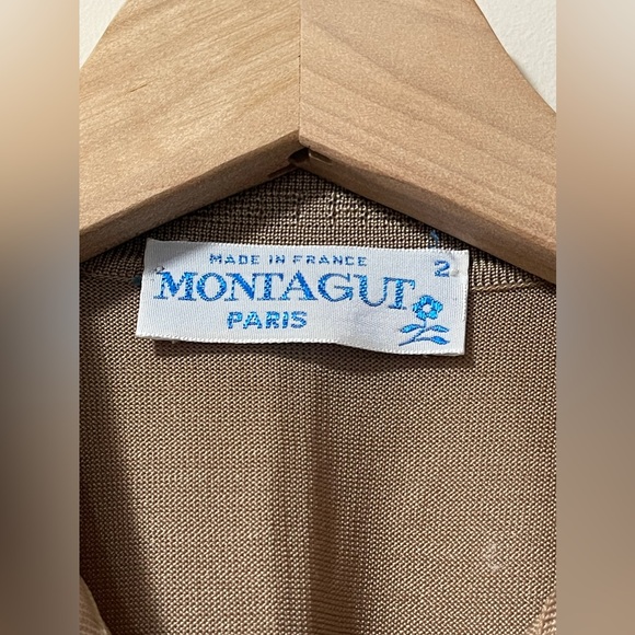 Montagut Paris Taupe Brown Cut-out Mesh Golf Casual Short Sleeve Top Medium - Picture 7 of 8